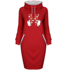 Spring Autumn Long Sleeve Mickey Mouse Cartoon Turtleneck Sweater Dress