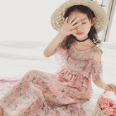 فستان بناتي 2020 فستان صيفي جديد شيفون زهري تنورة طويلة تنورة شاطئ تنورة أطفال على الطراز الغربي النسخة الكورية