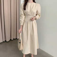 Elegant Office Midi Dress 2022 VONDA Women Vintage Party Maxi Dress Casual Long Sleeve Robe Femme Bohemian Vestido Femininas