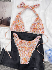 New floral bikini European and American sexy lace swimsuit