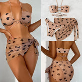 Beach Vacation Split Swimsuit Female Love Mesh Three-piece Swimsuit Style