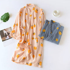 2021 النمط الياباني كيمونو الربيع الصيف جديد 100% كريب قطني السيدات رقيقة ثوب النوم برنس حمام نسائي رداء خدمة المنزل منامة