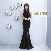 815 necked fishtail slim fitting wedding banquet evening dress women's split skirt popular dress Cross-border Hot Sale High Quality