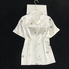 Summer silk ice silk thin silk suit women's pajamas short-sleeved shorts pajamas home clothes