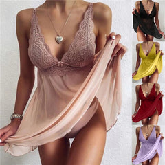 Sexy Women Suspender Nightdress Women Sexy Nightdress Sleeveless Lace Female Nightgown Solid Sleepwear For Female