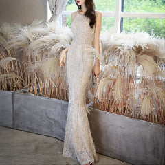 Women's Long Sequined Mermaid Slim Party Evening Dress LX259