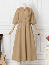 ZANZEA Women Elegant Dresses Solid Stand Collar Half Sleeve Floor length Dress Fashion Holiday Casual Loose Ladies Vestido Plus Size