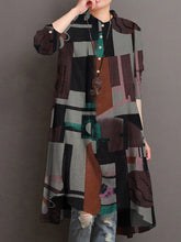 ZANZEA Ms. European and American style Bohemian vacation style concealed pattern printing style shirt skirt long sleeve fashion loose casual art small mid-length shirt dress large size