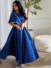 Blue Elegant Satin Hot Diamond Large Dress