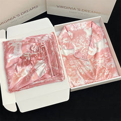 Summer women's comfortable silk long-sleeved pajamas home clothes thin suit