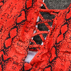 Bikini Swimwear European and American Fashion Snakeskin Leopard Print Belly Strap One-Piece Swimsuit