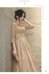 Best-selling new evening dress female banquet 2023 new champagne color temperament celebrity spirit annual meeting small graduation can usually