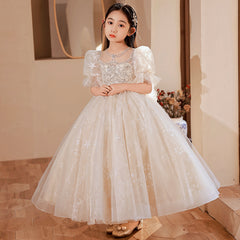 Children's dress dress flower girl wedding light luxury high-end girl host piano performance dress girls summer