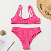 Swimsuit European and American Fashion Round Neck Split Solid Color Bikini Set