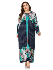 Plus size women's clothing elegant temperament embroidered hooded long-sleeved printed dress long skirt