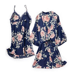 Sleepwear Wedding Robe Set Lady Kimono Bath Gown Summer New Bathrobe&Nightgown Suit Intimate Lingerie