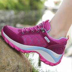 Ladies Fashion Sports Shoes Outdoor Hiking Shoes Breathable Trekking Shoes Women Heighten Shoes Casual Running Shoes Comfortable Shoes Size 35-42