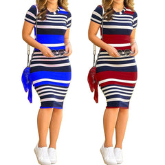 Sexy Women Pack Hip Pencil Dress Bodycon Summer Robe Female Striped Fashion Streetwear Women Elegant Dress