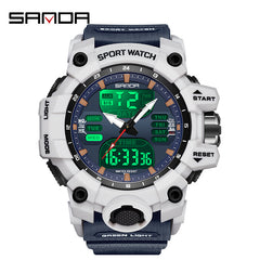 SANDA 6126 Men Watches 50M Waterproof Sports Military Watch Digital Wristwatch