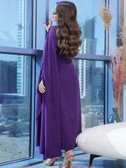 Purple Elegant Neck Satin Dress