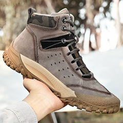 Leather large size Martin boots men's outdoor mountaineering high-top non-slip hiking cross-country shoes plus cotton warm tooling boots