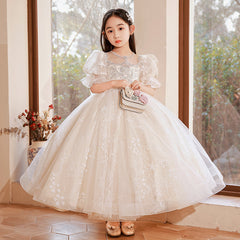 Children's dress dress flower girl wedding light luxury high-end girl host piano performance dress girls summer