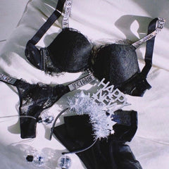 Gathering Girls Underwear Adjustable Lace Hot Diamond Bra Underwear Set