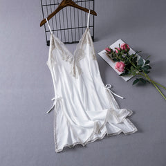 New women's suspender nightdress deep v lace suspender nightgown solid color home nightdress