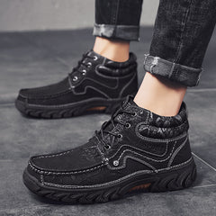 Men's shoes autumn and winter models leather shoes large size -top shoes increase boots trend fashion casual men's hiking shoes