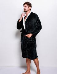 Couple's pajamas homewear color block flannel nightgown coral fleece bathrobe nightgown