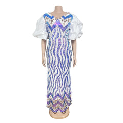 European and American Christmas African women's clothing heavy industry sequins party dress long skirt evening dress dress
