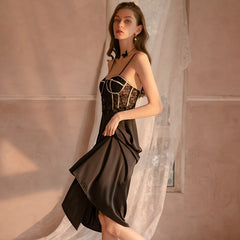 Robe Silk Women's Vintage Sexy Nightgown Lace Elegant Dress Pajamas Satin Nightdress Pajamas