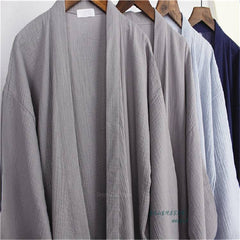 Adult Japanese Style Traditional Kiimoono Pajamas Solid Cotton Sleepwear for Women Men Haori Yukata Bathrobe Home Clothing