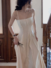 2023 Dress Women's Sleeveless Aesthetic Folding Design French Casual Fashion Sweet Soft Slim Women 4*25