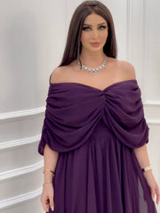 Purple Chiffon Elegant Bow Dress