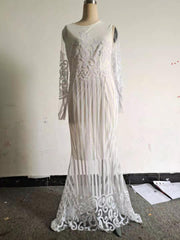 عرض ساخن فستان حفلة موسيقية جديد 2022 مثير باللون البرنز بأكمام طويلة وتنورة طويلة