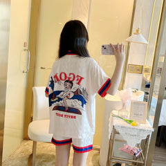 Summer new Mickey cute short sleeve + shorts + trousers three-piece pajamas