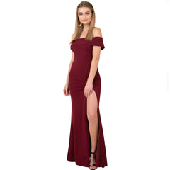 New dress hot selling women's cocktail party one word neck side slit popular evening dress