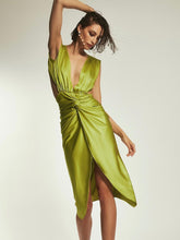 Deep V Neck Women Bodycon Dress Sexy Backless Midi Split 2022 Green Summer Sleeveless Beach Dresses Party Club