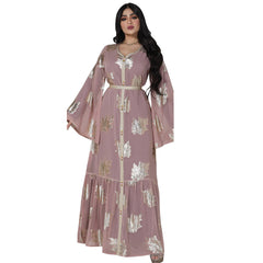 European and American fashion large size dress Middle East Dubai bronzing chiffon muslim women's robe