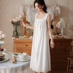 Sling pajamas cotton new girl summer thin court French sweet long dress pajamas home clothes