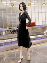 Ladies V-neck short velvet fashion party dress birthday party dress dress