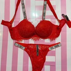 Gathering Girls Underwear Adjustable Lace Hot Diamond Bra Underwear Set