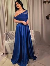 Sapphire Blue Elegant Satin Dress