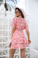 European and American new women's Amazon V-neck short-sleeved dress slim skirt