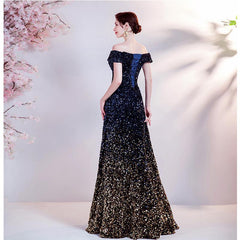 Hadient black elegant temperament dinner stage costume host catwalk long banquet evening dress