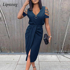 Women Spring Elegant Patchwork Print Bodycon Dress Fashion Hollow Out Party Midi Dress Autumn Ladies Casual Short Sleeve Dress