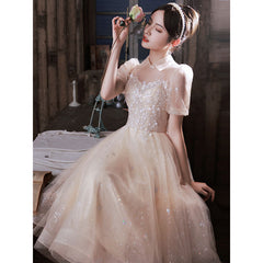 Best-selling new champagne evening dress women's light luxury high-end banquet temperament high-end birthday adult gift small dress