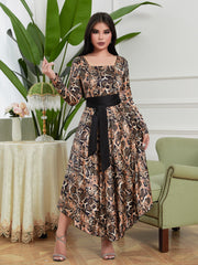 Snake print elegant slim waist dress