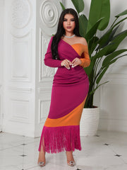 Rose Colorblock Elegant Hip Dress